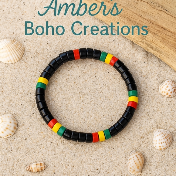 Reggae Rasta Beaded Bracelet — Vibrant Boho Island Style - Picture 4 of 4